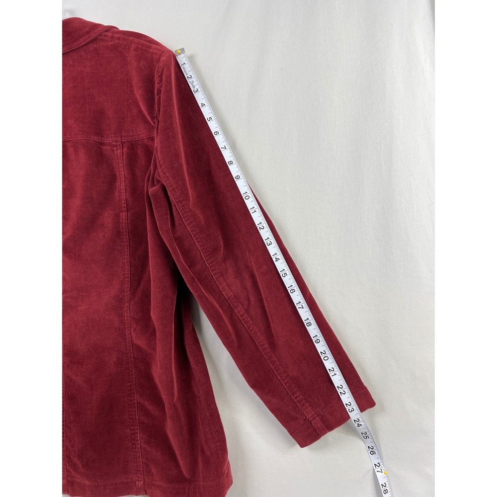 Jones Wear Sport Corduroy Jacket Womens 10 Burgundy Red Stretch Button Front - Picture 7 of 9